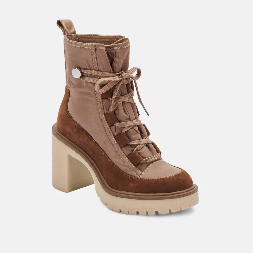 Dolce Vita Boots Women's Size 8 Brown Platform Nylon Lace Up Combat Boot